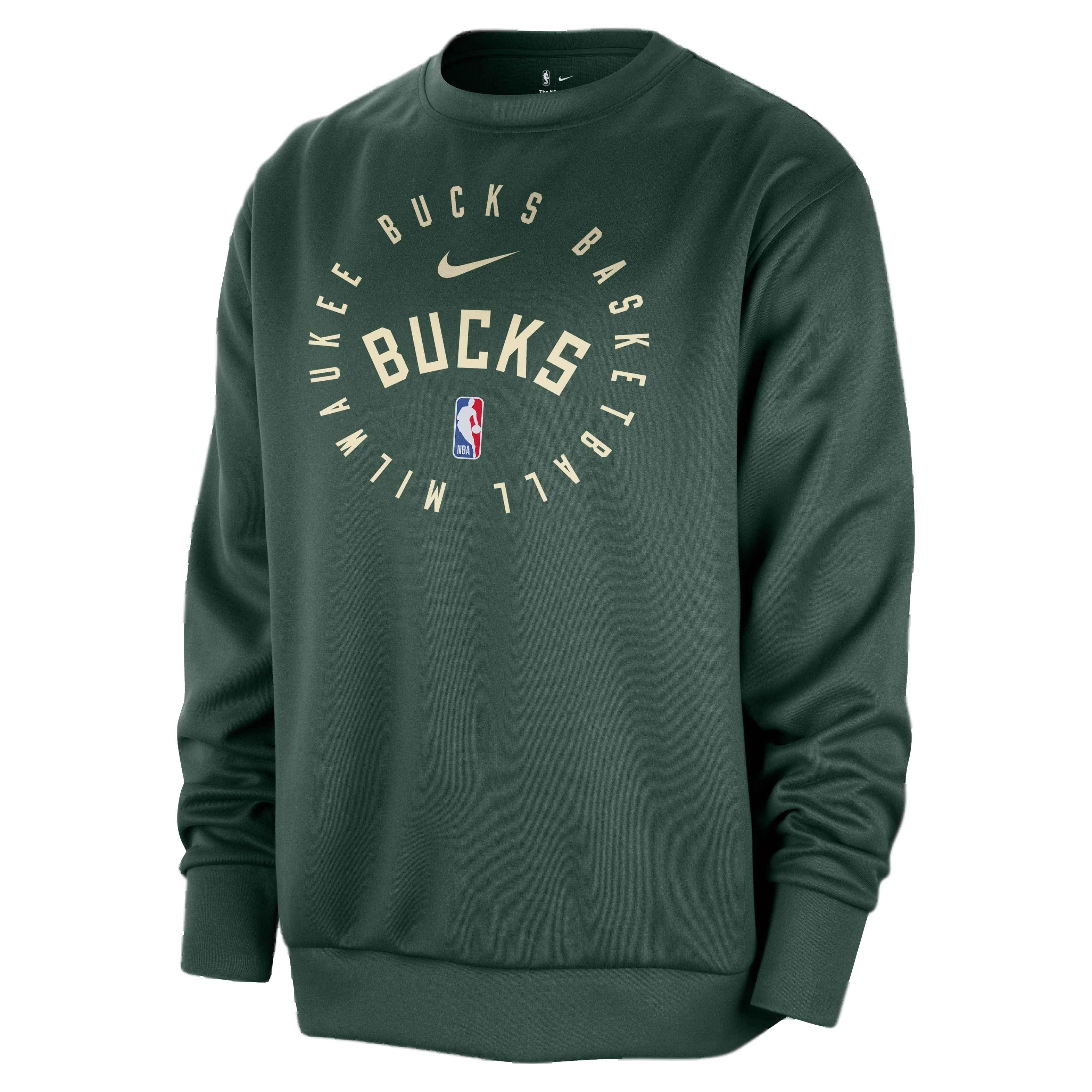 Nike Men's Dri-FIT NBA Milwaukee Bucks Spotlight Crew-Neck Sweatshirt -Fir Green